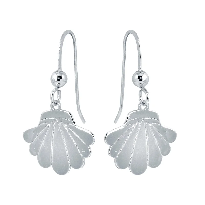 Best hoop earrings with intricate beaded details for a textured, stylish appearance-Rhodium Plated 925 Sterling Silver Dangling Shell Earrings - SOE00037