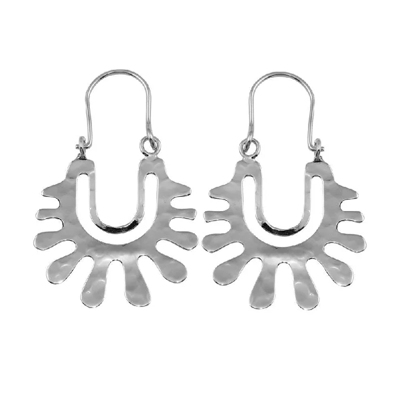 Hoop earrings with dangling charms for a playful and fun look-Rhodium Plated 925 Sterling Silver Dangling Splatter Earrings - TRE00016