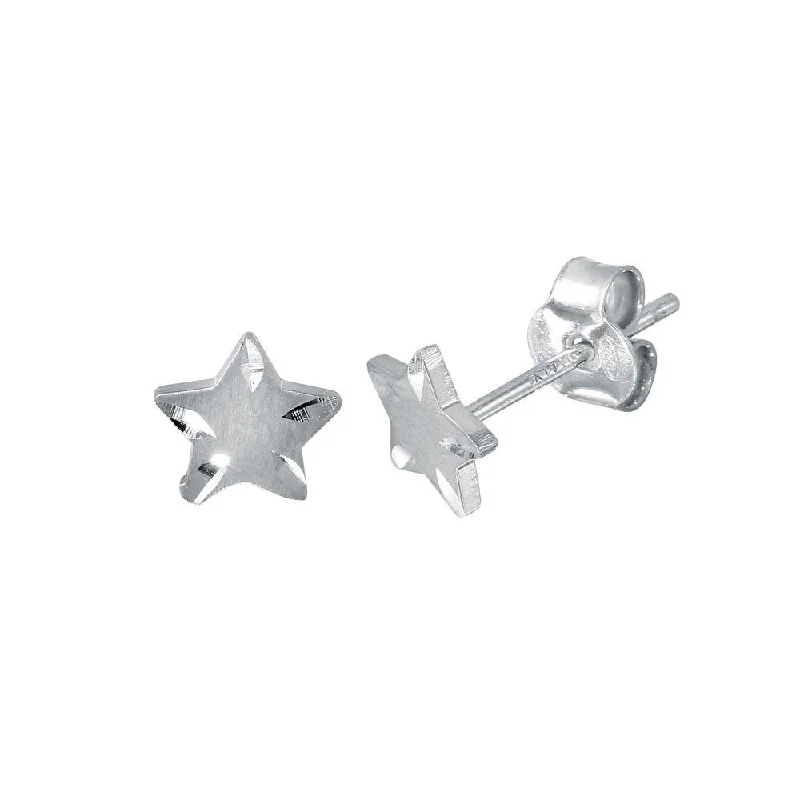 Best hoop earrings with custom engravings for a personalized and meaningful gift-Rhodium Plated 925 Sterling Silver DC Star Earrings - ECE00038RH