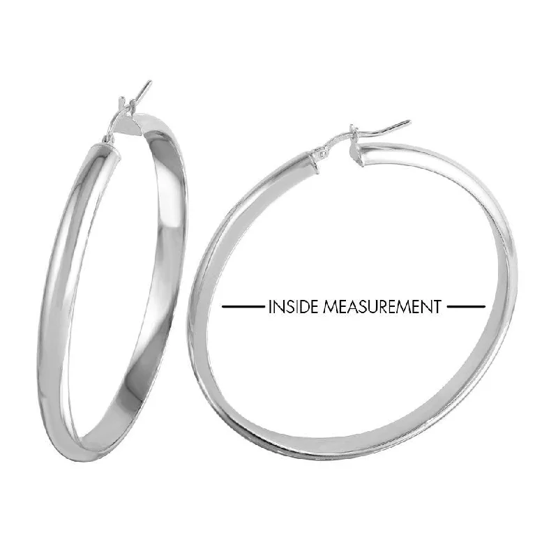 Hoop earrings with a matte black finish for a sleek, edgy vibe-Rhodium Plated 925 Sterling Silver Electroforming Rounded 5mm Hoop Earrings - ARE00023RH