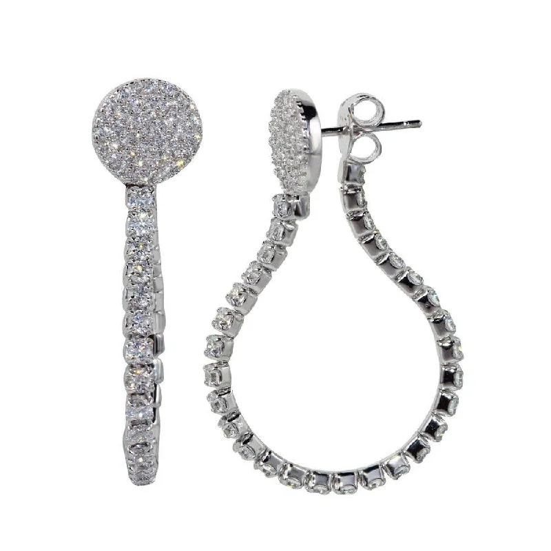 Medium hoop earrings for an everyday look with the perfect balance of style-Rhodium Plated 925 Sterling Silver Flexible Tennis Earrings with CZ - BGE00584