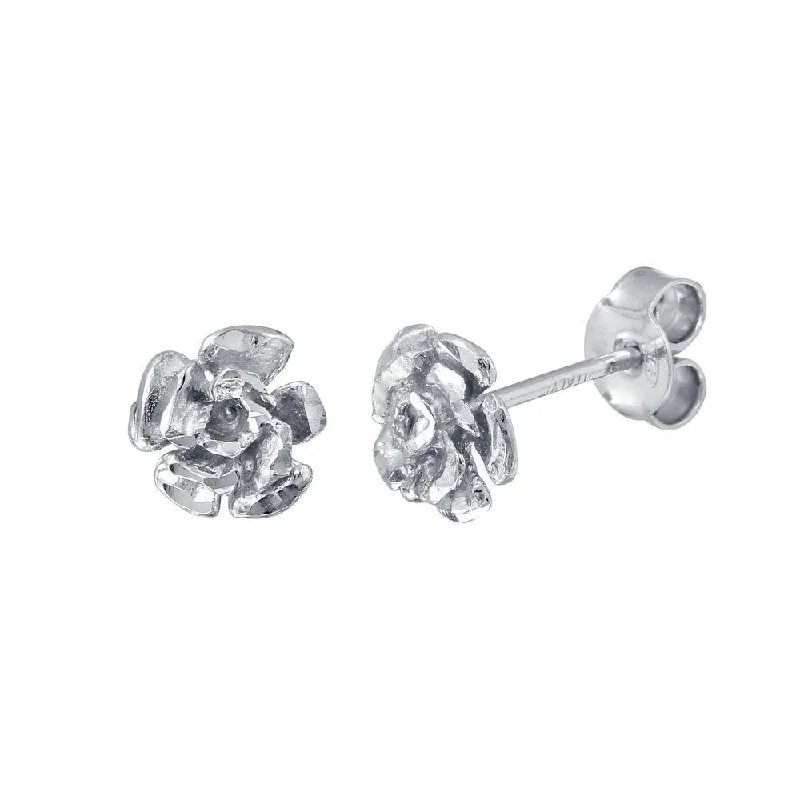 Best hoop earrings with snake chain details for a sleek and modern touch-Rhodium Plated 925 Sterling Silver Flower Earrings - ECE00056RH