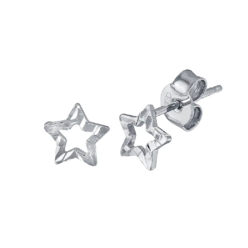 Best hoop earrings with vintage-style detailing for a nostalgic and timeless look-Rhodium Plated 925 Sterling Silver Open DC Star Earrings - ECE00039RH