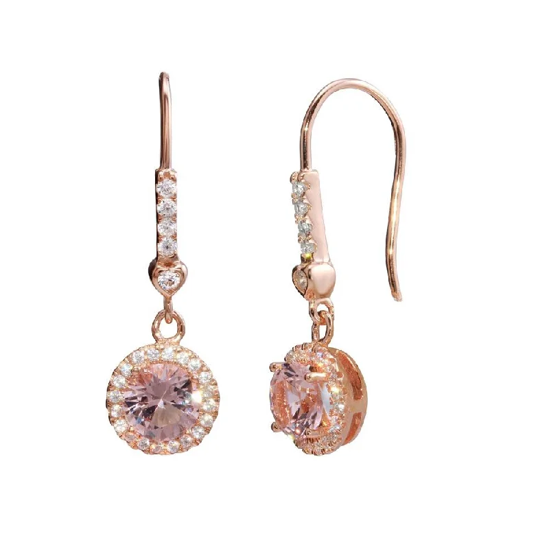 Best hoop earrings with custom designs for a personalized, unique accessory-Rose Gold Plated 925 Sterling Silver Round CZ Dangling Earrings - STE01152RGP