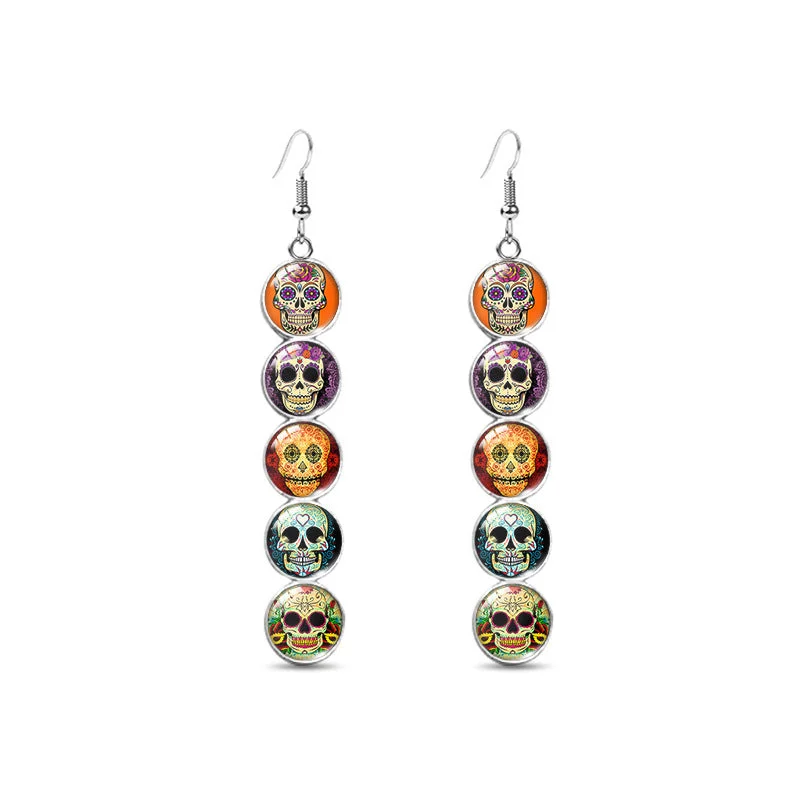 Hoop earrings with luxe velvet finishes for a rich and luxurious touch-Wholesale Western Style Calavera Skull Earrings