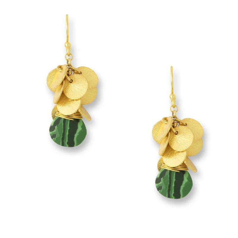 Hoop earrings with resin accents for a bold and colorful design-Winona Malachite Earrings