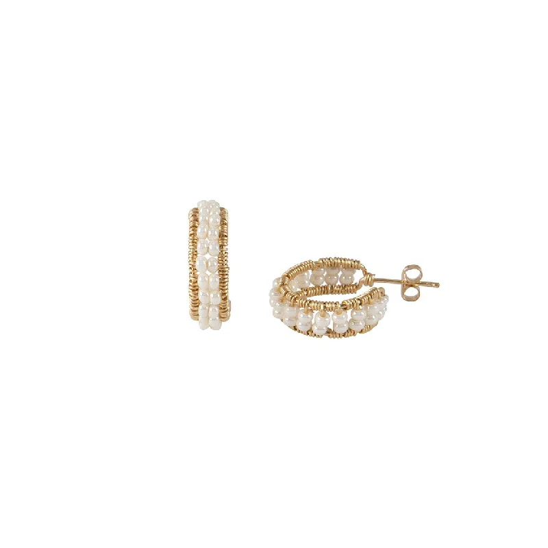 Hoop earrings with oversized pearl accents for a statement-making look-XS Beaded Hoops - PEARL